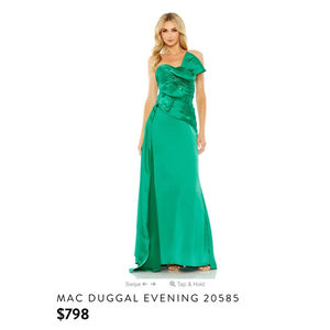 Women's Mac Duggal Emerald Green One Shoulder Evening Gown US 6